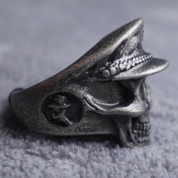 Stainless Steel Skull Sailor Ring Size 14 Gun Metal RSRN-653 - Picture 4 of 5